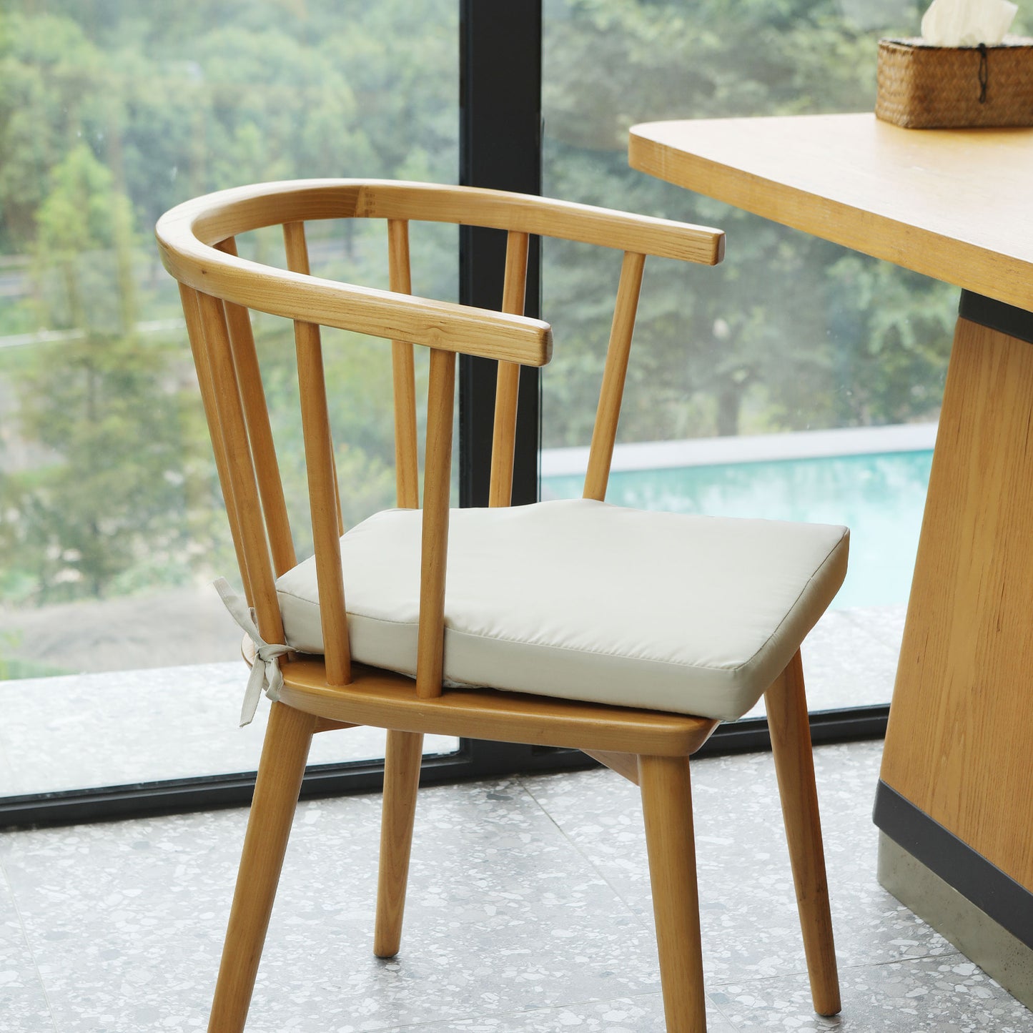 17-inch Depth Beige Trapezoidal Cushion