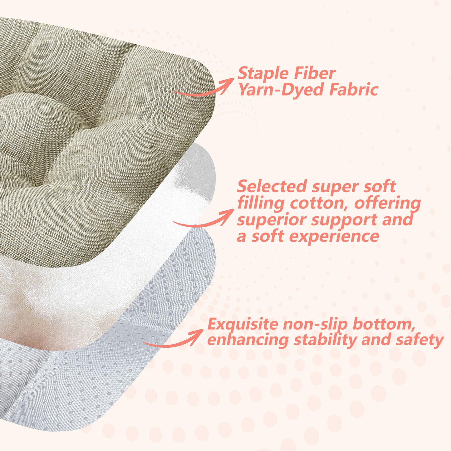 16.5-inch Depth Beige Square Cushion