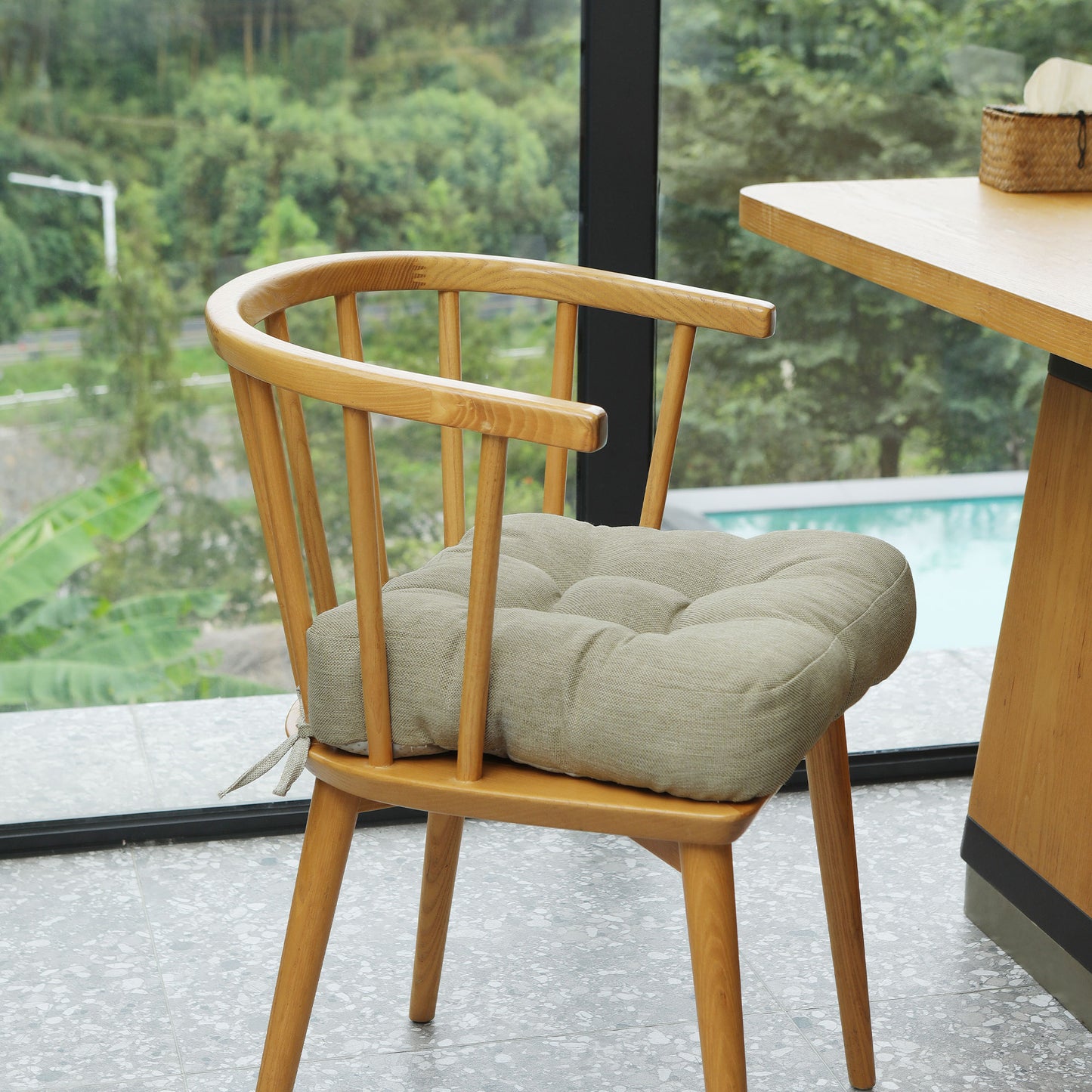 16.5-inch Depth Beige Square Cushion