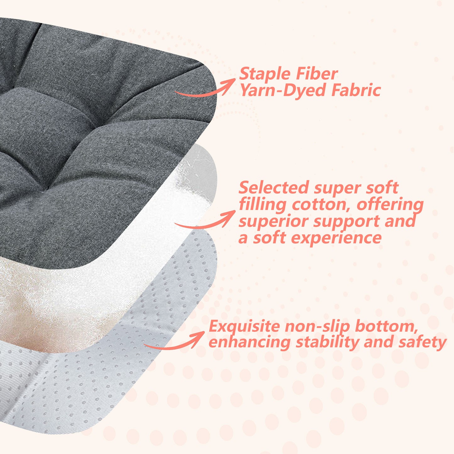 16.5-inch Depth Dark Gray Square Cushion