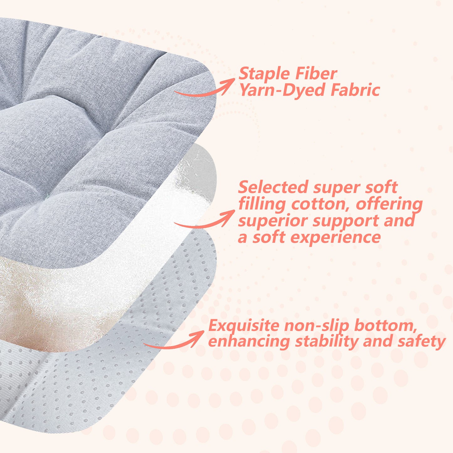 16.5-inch Depth Light Gray Square  Cushion