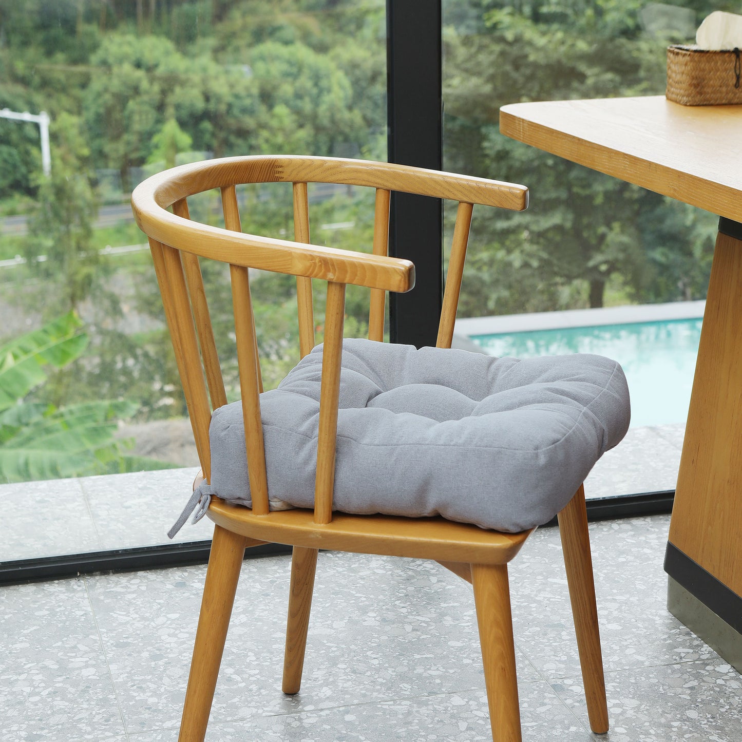 16.5-inch Depth Light Gray Square  Cushion