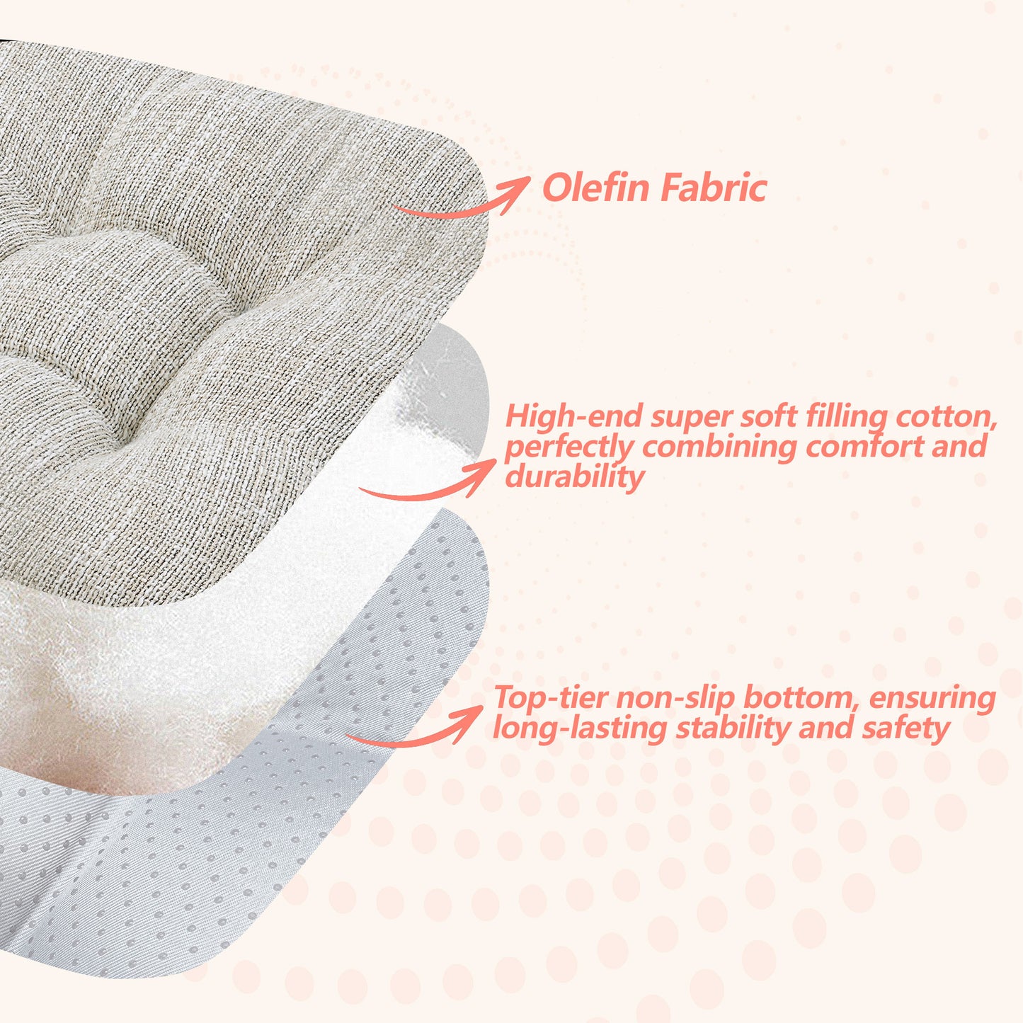 16.5-inch Depth Beige Square Cushion