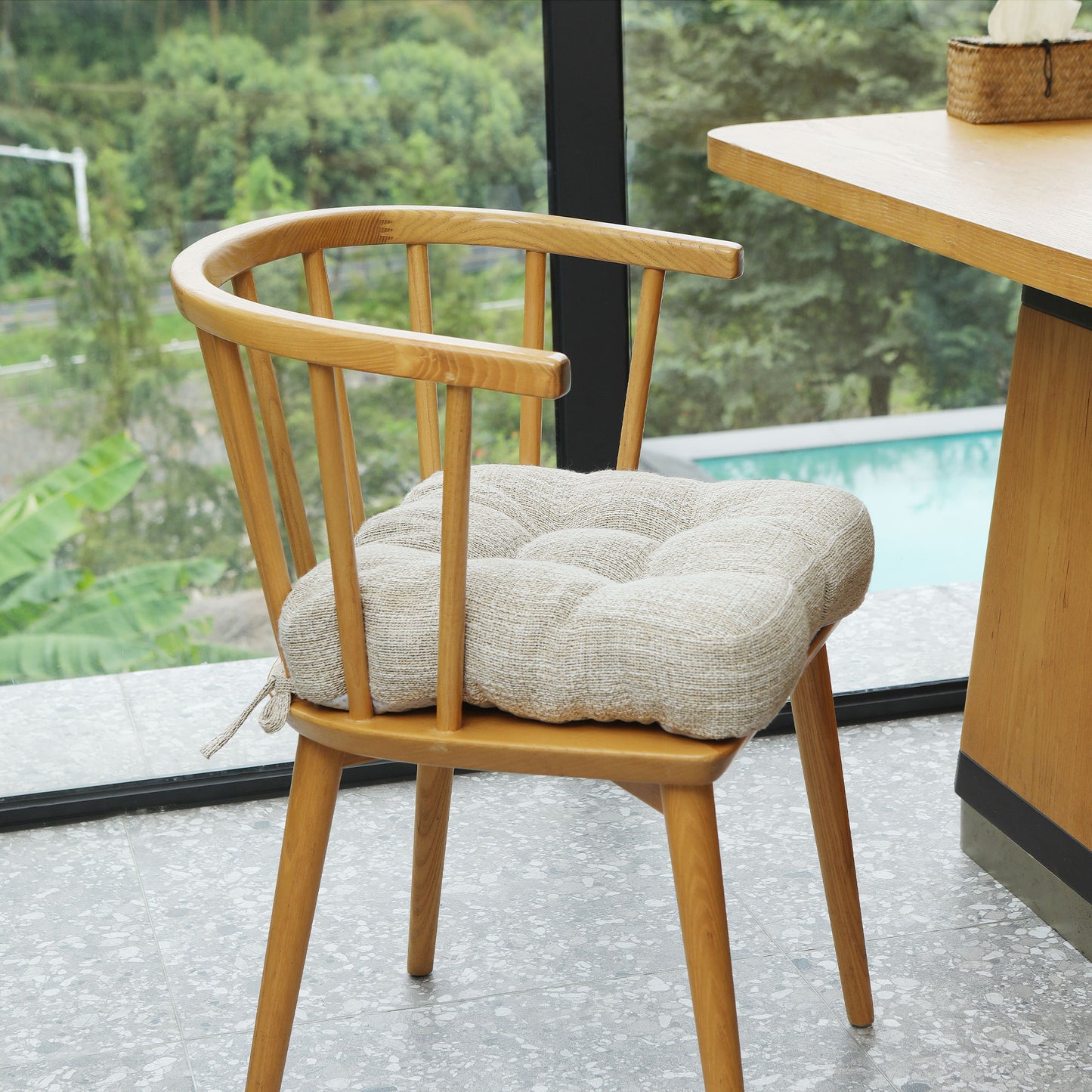 16.5-inch Depth Beige Square Cushion