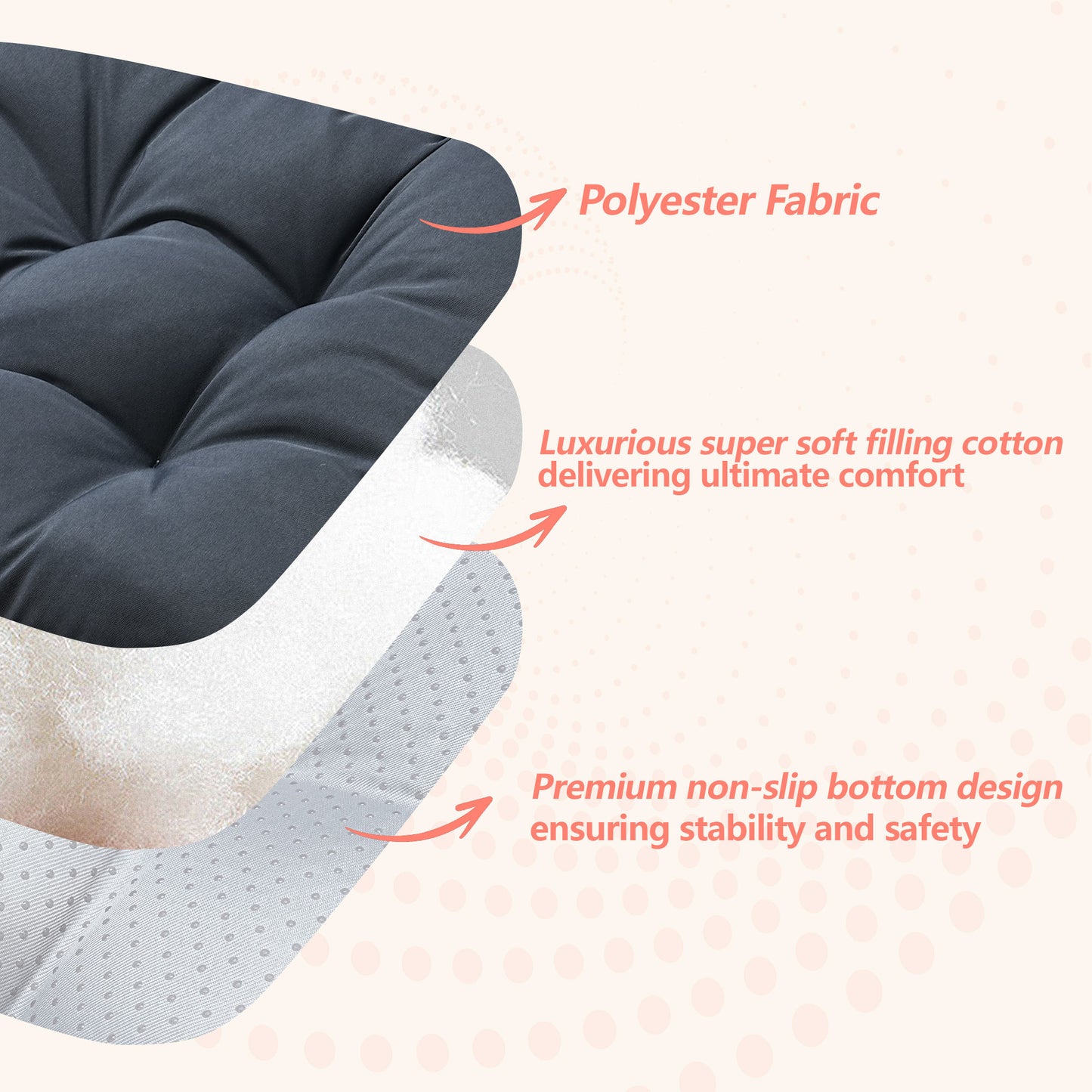 16.5-inch Depth Dark Gray Square  Cushion