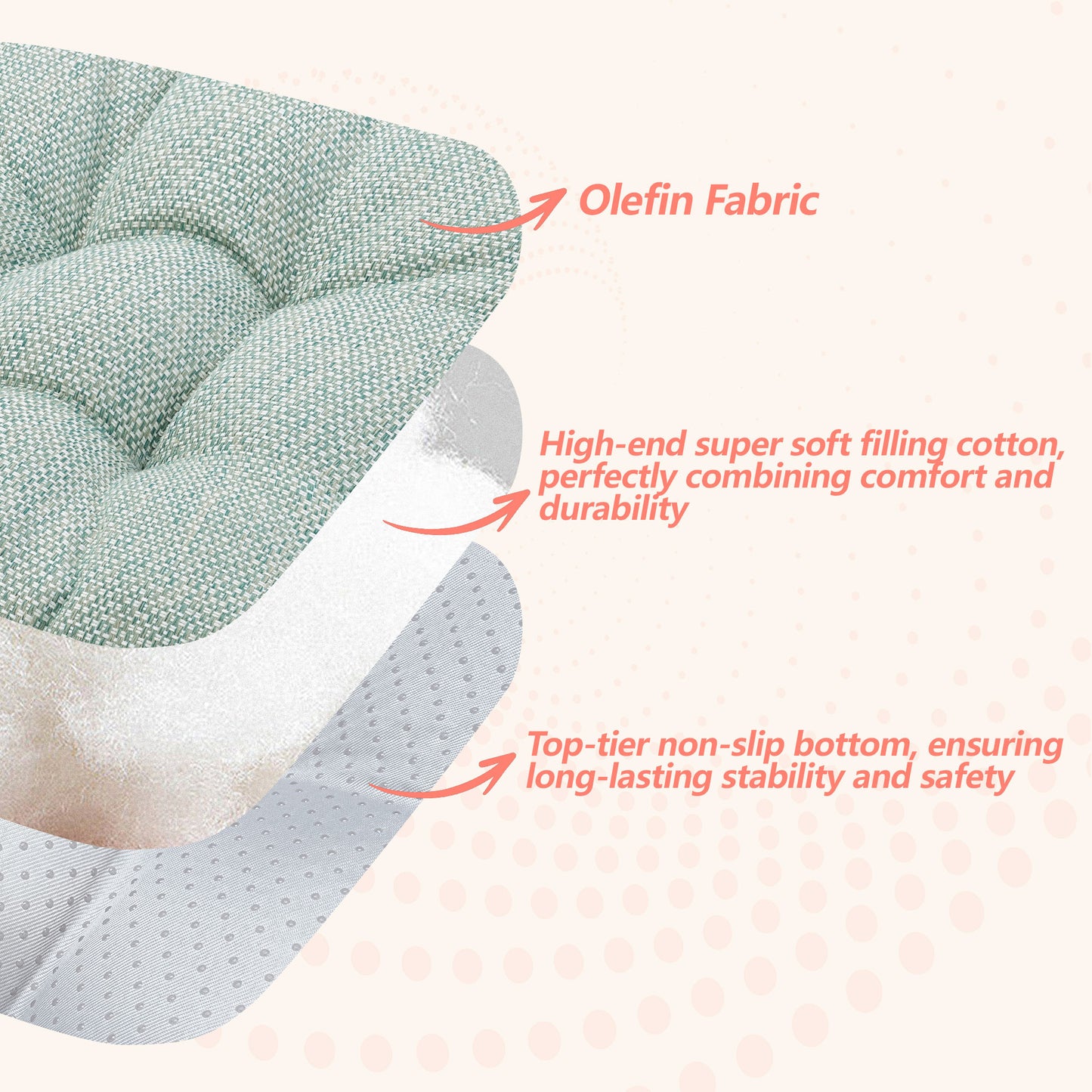 16.5-inch Depth Green Square Cushion