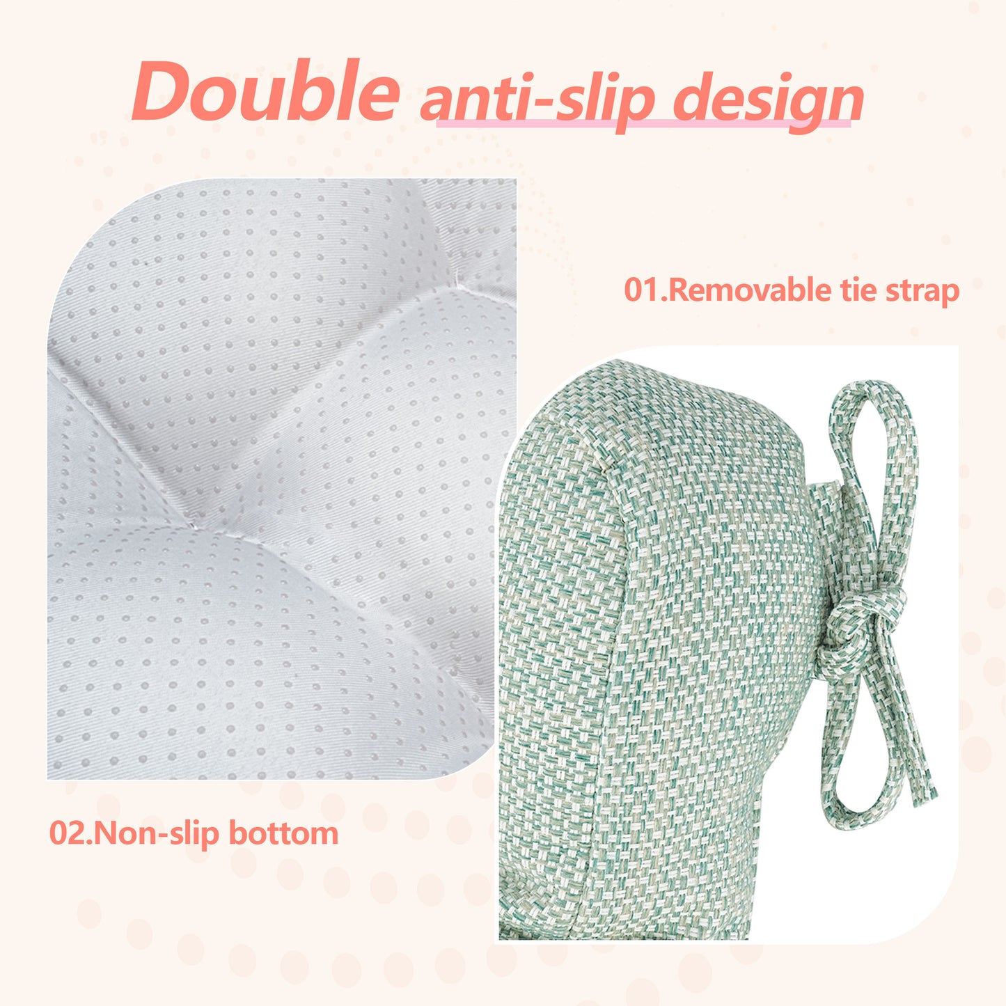 16.5-inch Depth Green Square Cushion