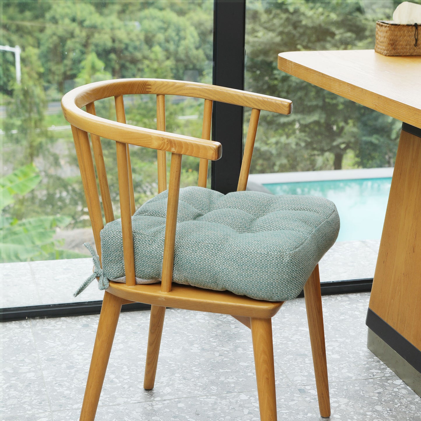 16.5-inch Depth Green Square Cushion