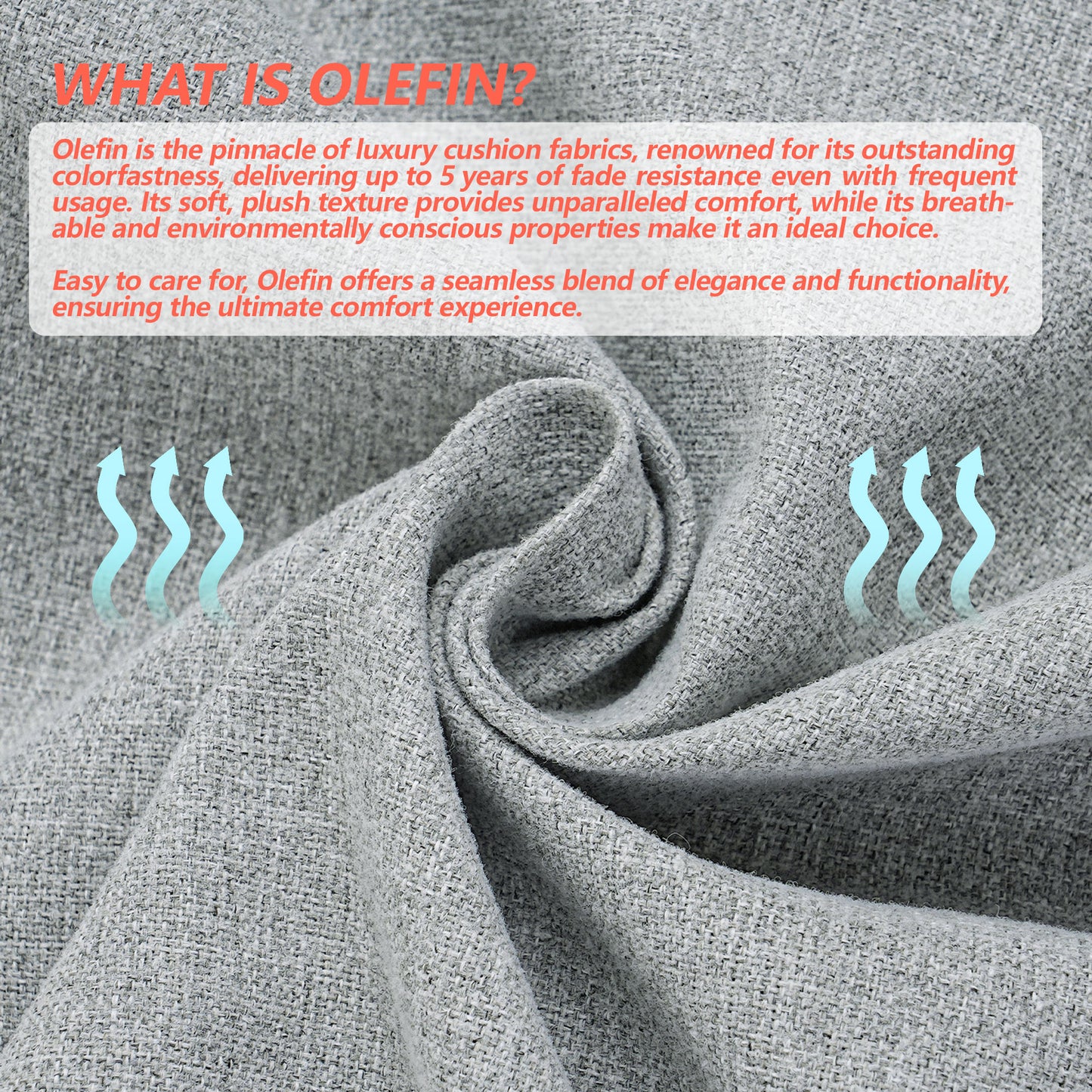 16.5-inch Depth Light Gray Square Cushion