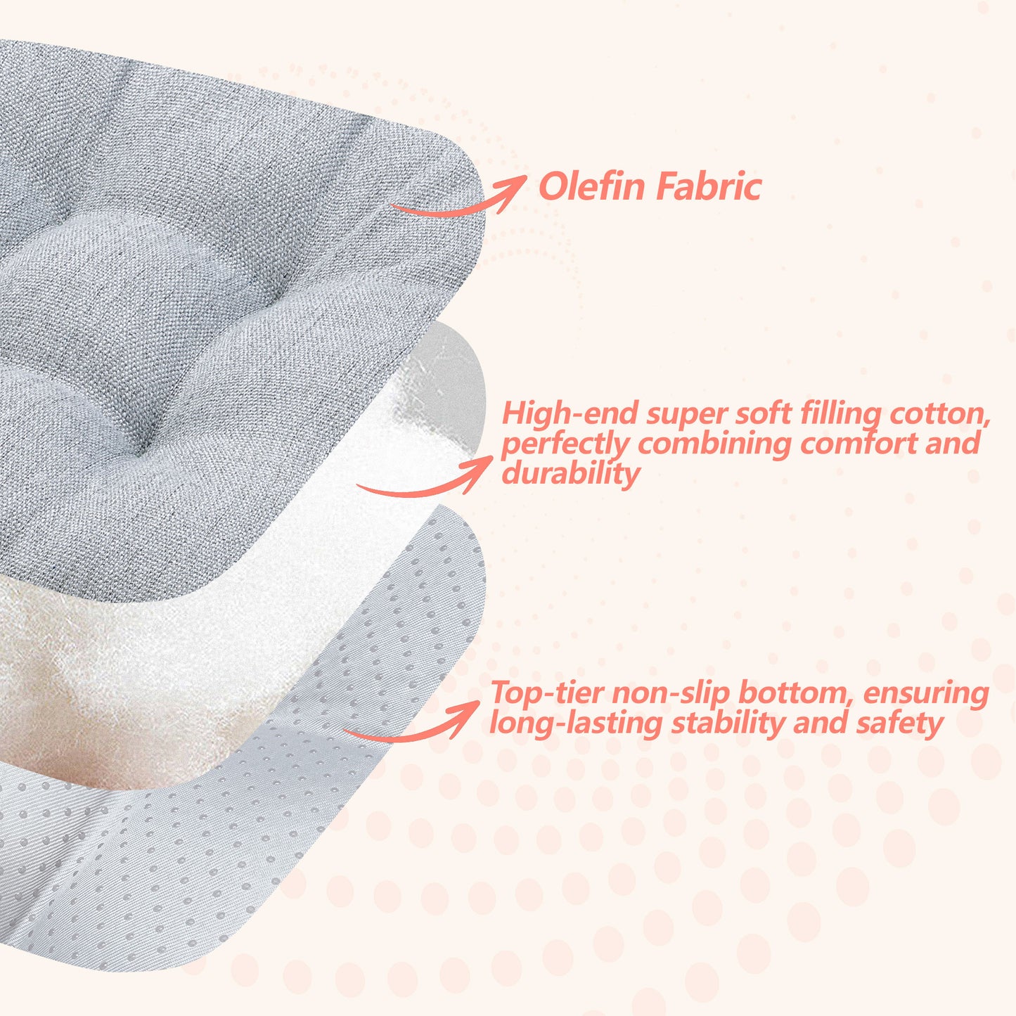 16.5-inch Depth Light Gray Square Cushion