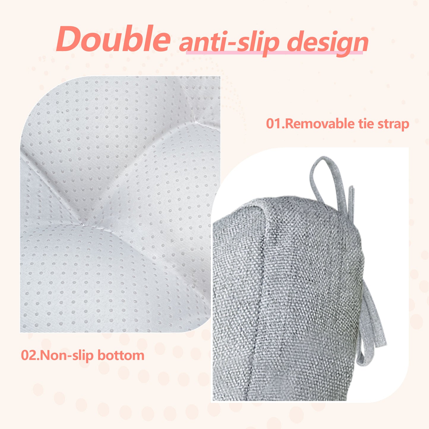 16.5-inch Depth Light Gray Square Cushion