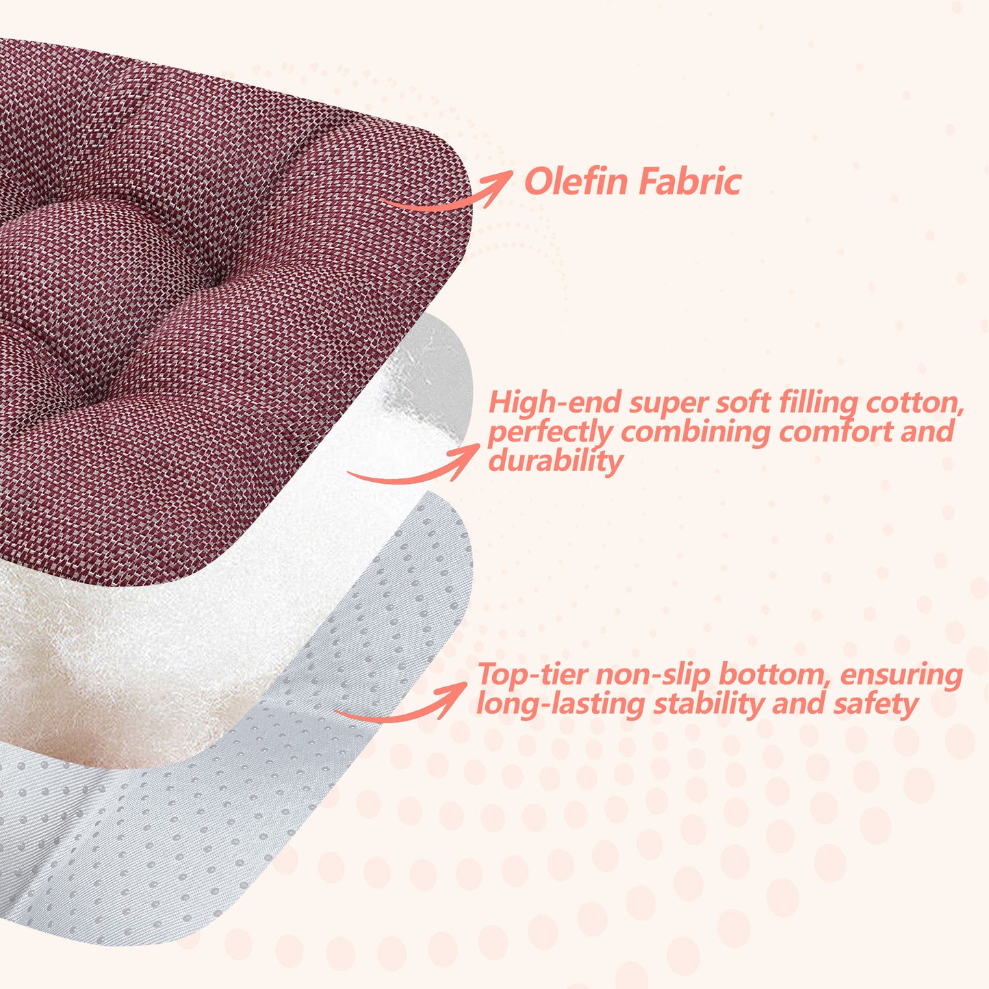 16.5-inch Depth Red Square Cushion