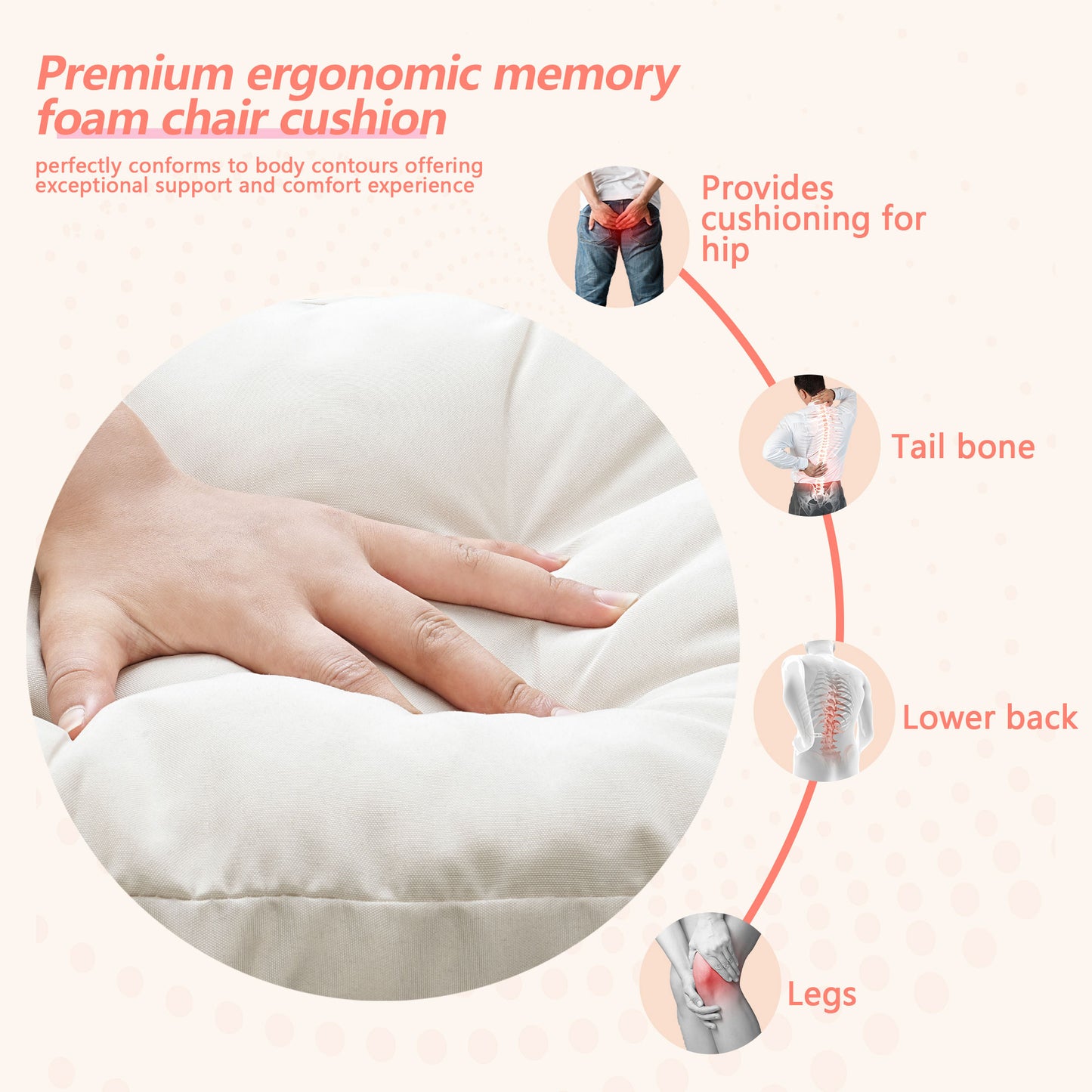 16.5-inch Depth Beige Square  Cushion