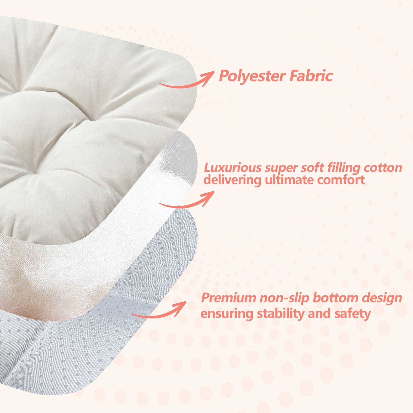 16.5-inch Depth Beige Square  Cushion