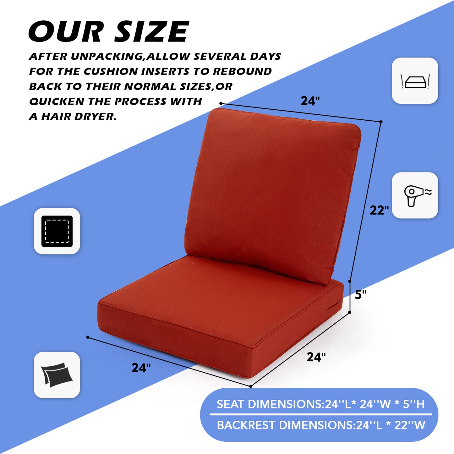 Outdoor Sunbrella Seat/Back Cushion