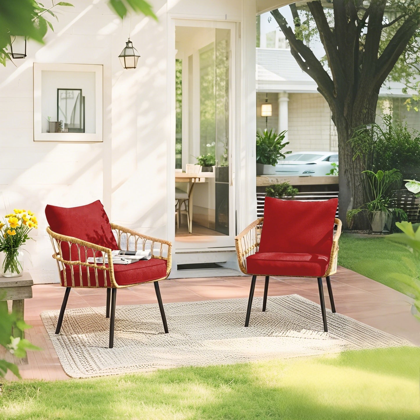 Waterproof Outdoor Cushion - Sunbrella Fabric Seat & Back Cushion, Weather Resistant