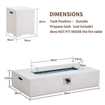 12.6'' H x 56'' W Polyresin Propane Outdoor Fire Pit Table