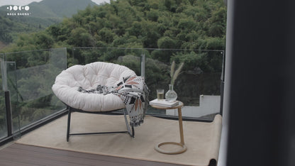 Black Iron Frame Gray Bamboo Fabric Rocking Chair