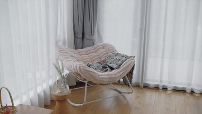 Classic Wicker Papasan Rocking Chair – Oversized Rocking Chair with Plush Cushion for Cloud-Like Comfort, Indoor & Outdoor Use