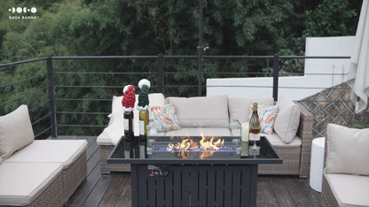 Ericah 21'' H x 43'' W Outdoor Fire Pit Table with Lid